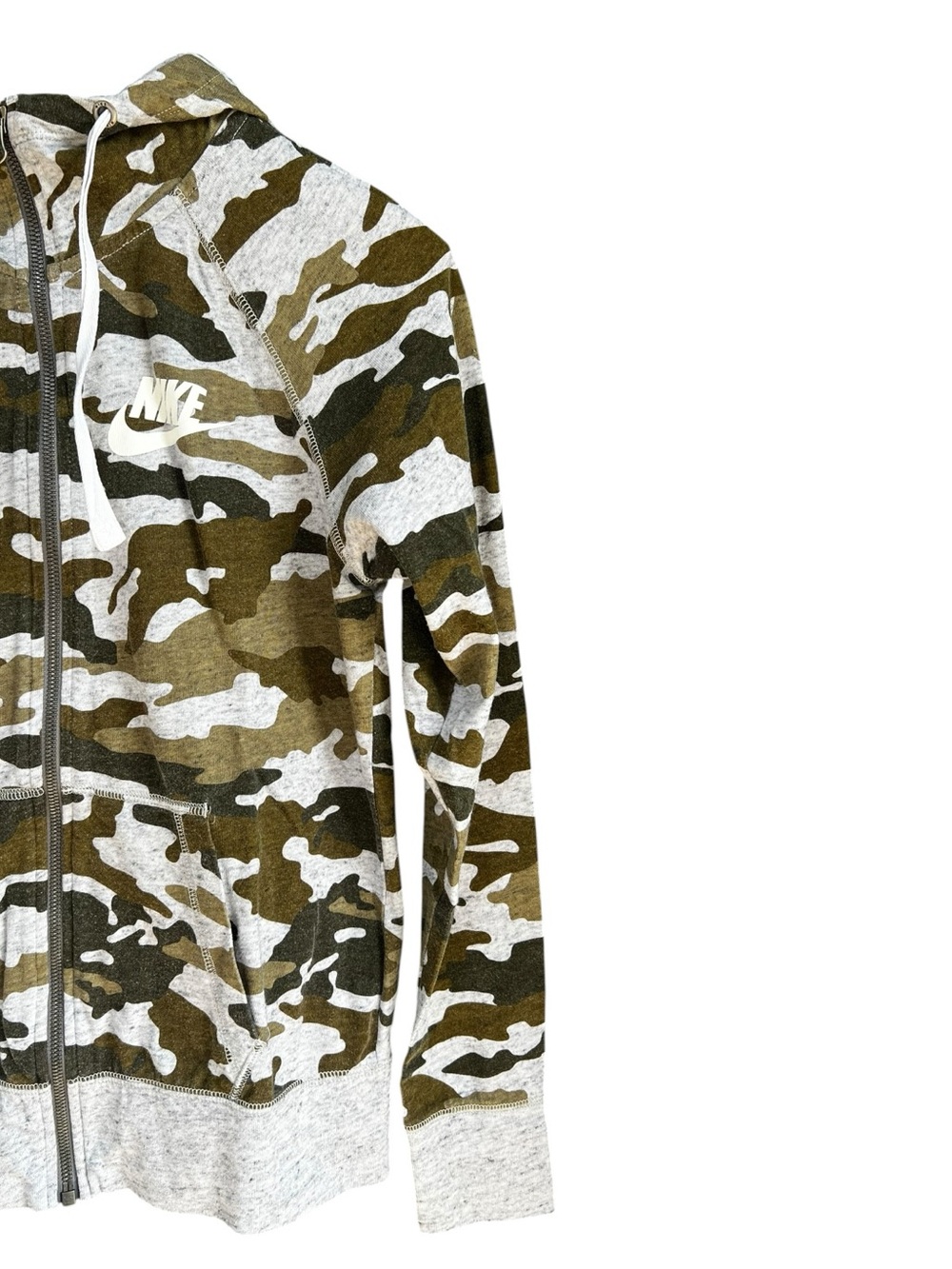 Nike Gym Vintage Camo Full Zip Hoodie Jacket Womens Small Green Black Y2K - Picture 5 of 13